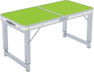 Folding table with stool，Adjustable Height Folding Table, Picnic, Camping, Outdoor, Portable Lightweight Aluminum, with Carry Handle for Beach, Indoor, Office ( Color : Green , Size : Without bench )