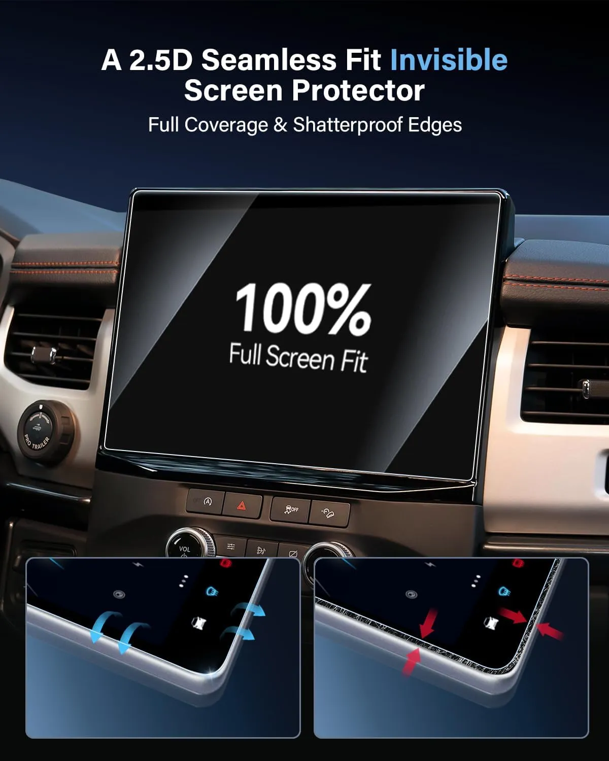 For 2022-2024 Expedition (XL STX/XLT/Limited/Timberline) Screen Protector 12 Inch Matte Anti-Glare Tempered Glass Touchscreen *1 Accessories 9H Hardness Glass - No More Glare&Fingerprint