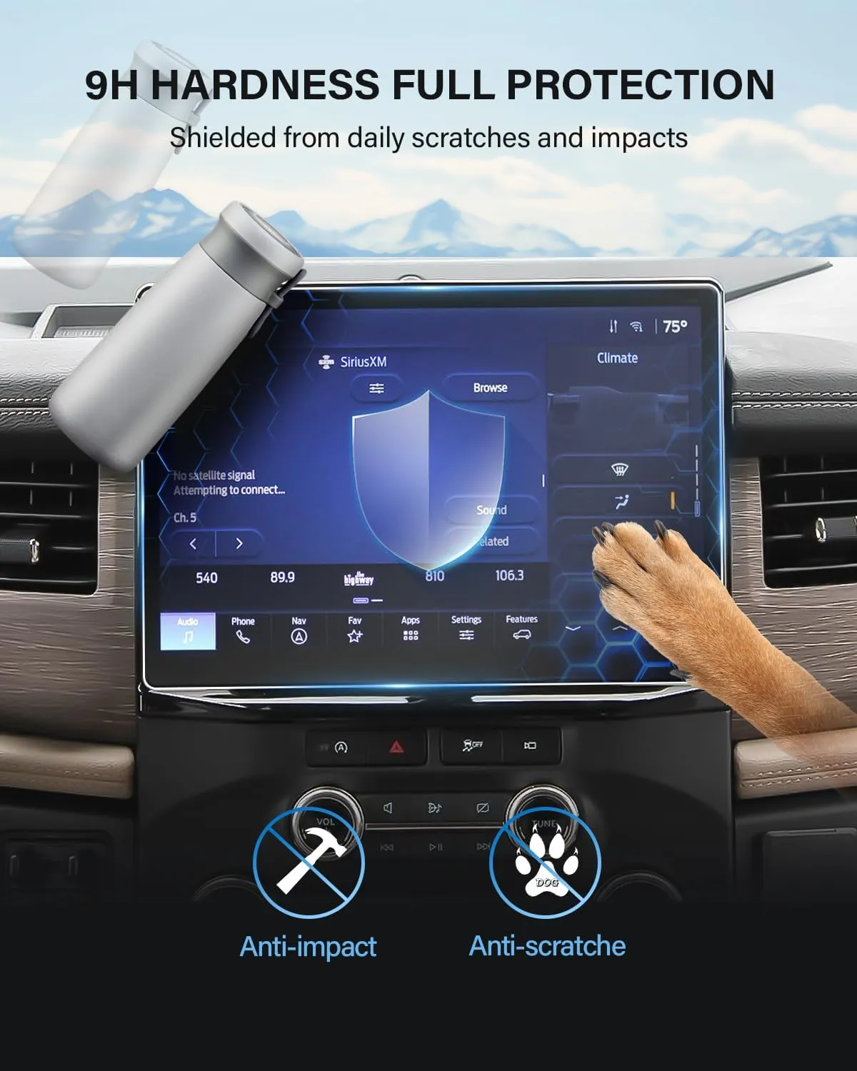For 2022-2024 Expedition (XL STX/XLT/Limited/Timberline) Screen Protector 12 Inch Matte Anti-Glare Tempered Glass Touchscreen *1 Accessories 9H Hardness Glass - No More Glare&Fingerprint