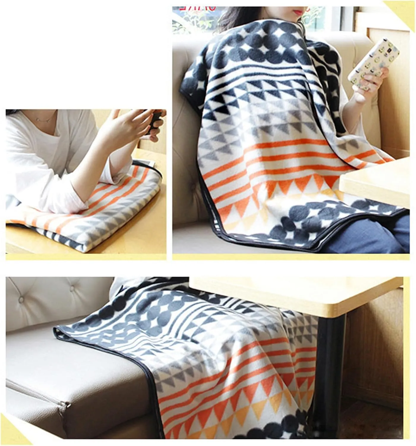 forestfish Portable Travel Blanket Airplane Compact with Bag, Fleece Throw Blanket Cozy Soft for Camping Train 60" x 40", Orange