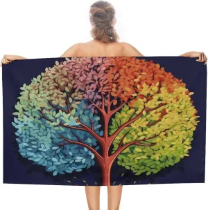 Four Season Tree Beach Towel 31" X 51" Quick Dry Blanket Household Bath Towels Pool Towel Extra Large Sand Free Lightweight Swim Essentials Travel Towel for Women Men