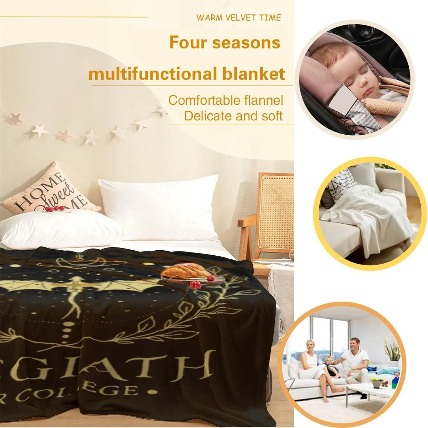 Fourth Wing Dragon Plush Blanket,Includes 50 pcs Forth Wing Stickers & 1 Canvas Bag,Ultra-Soft Flannel Fantasy Blanket for Kids, Teens, and Book Lovers (60×80in, style3)