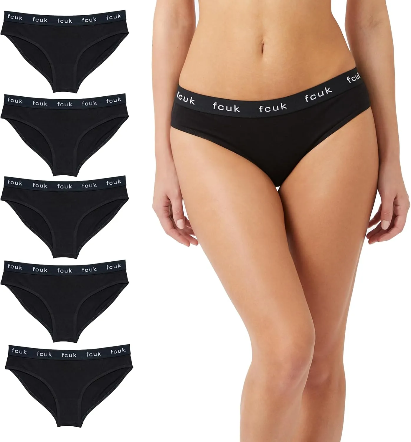 French Connection Women’s Underwear Briefs – Pack of 5, 7 – Cotton Underwear For Women – Soft and Stretchable