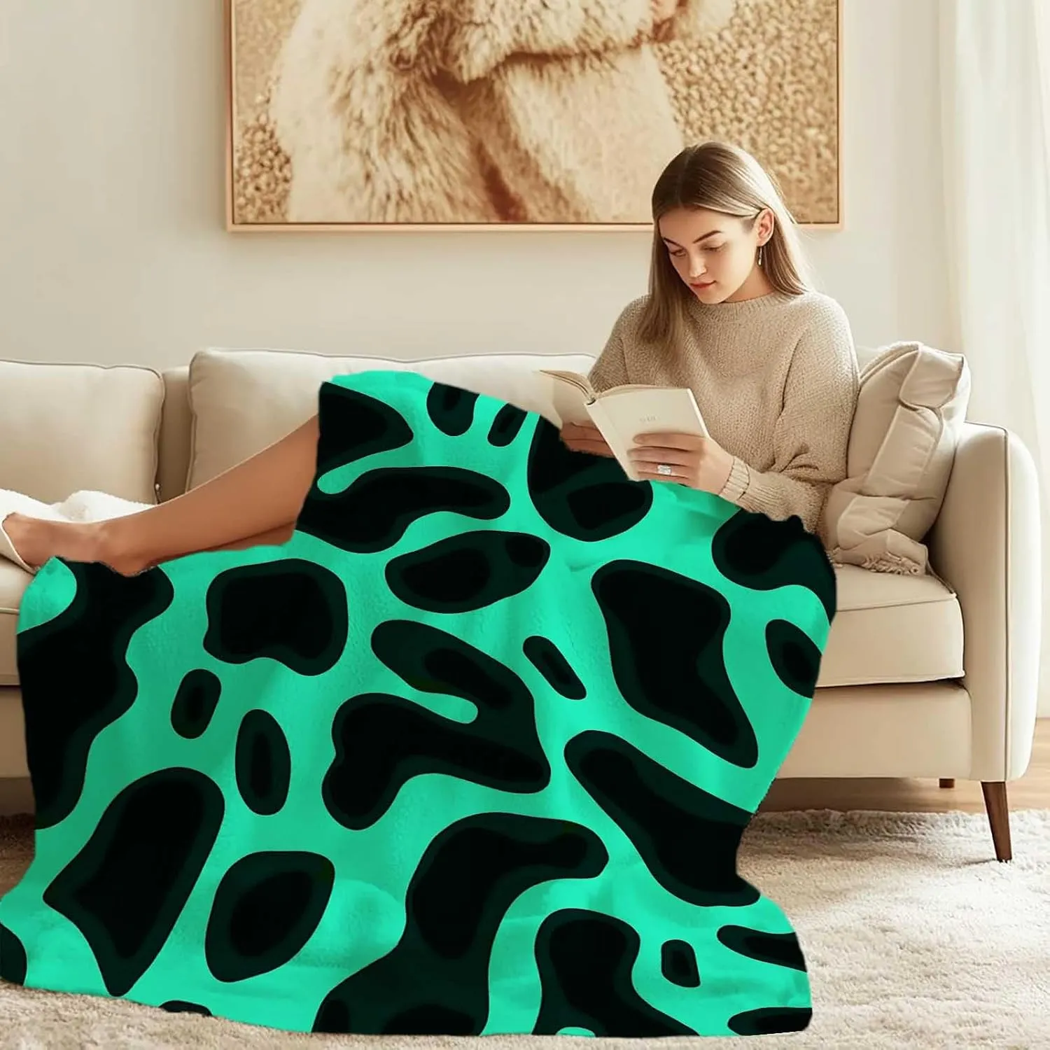 Frog Skin Printed Throw Blanket, Animal Decor Gifts for Women Men, Super Soft Cozy Fleece Home Decoration for Sofa Bedroom, 50"x60"