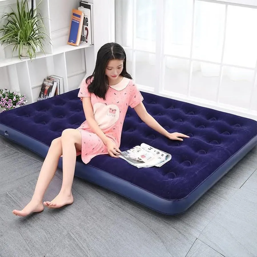 Full Size Air Mattress - Waterproof Puncture-Resistant Inflatable Bed with Portable Foldable Design for Camping, Travel & Home Use - Comfortable Lightweight Airbed 76''X54''X9''