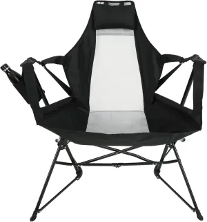 FUNNy elf Portable Folding Rocking Chair with Aluminum Alloy Frame, Adjustable Hammock Design and Cup Holder, Ideal for Camping and Outdoor Relaxation (Black)