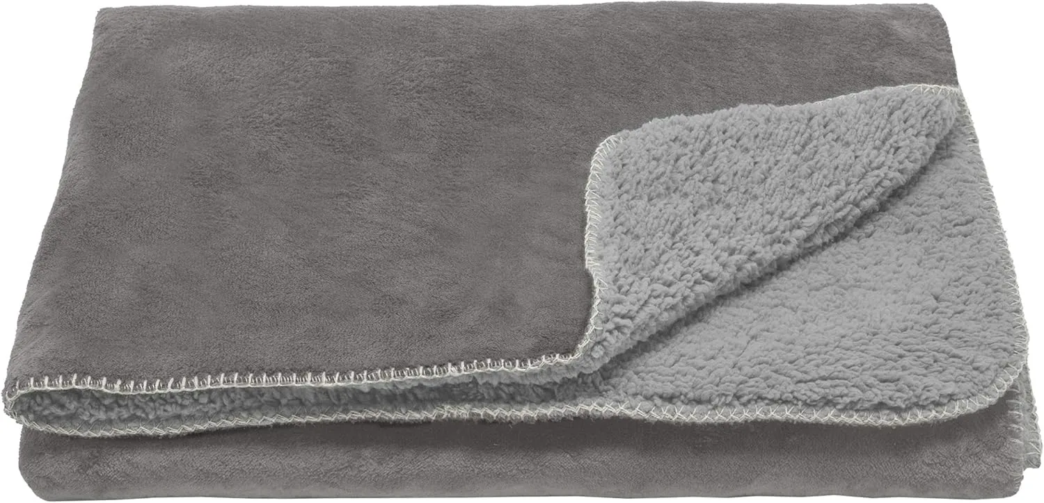 Furhaven Waterproof & Self-Warming Throw Blanket for Dogs & Indoor Cats, Washable & Reflects Body Heat - Terry & Sherpa Dog Blanket - Silver Gray, Extra Large/XL