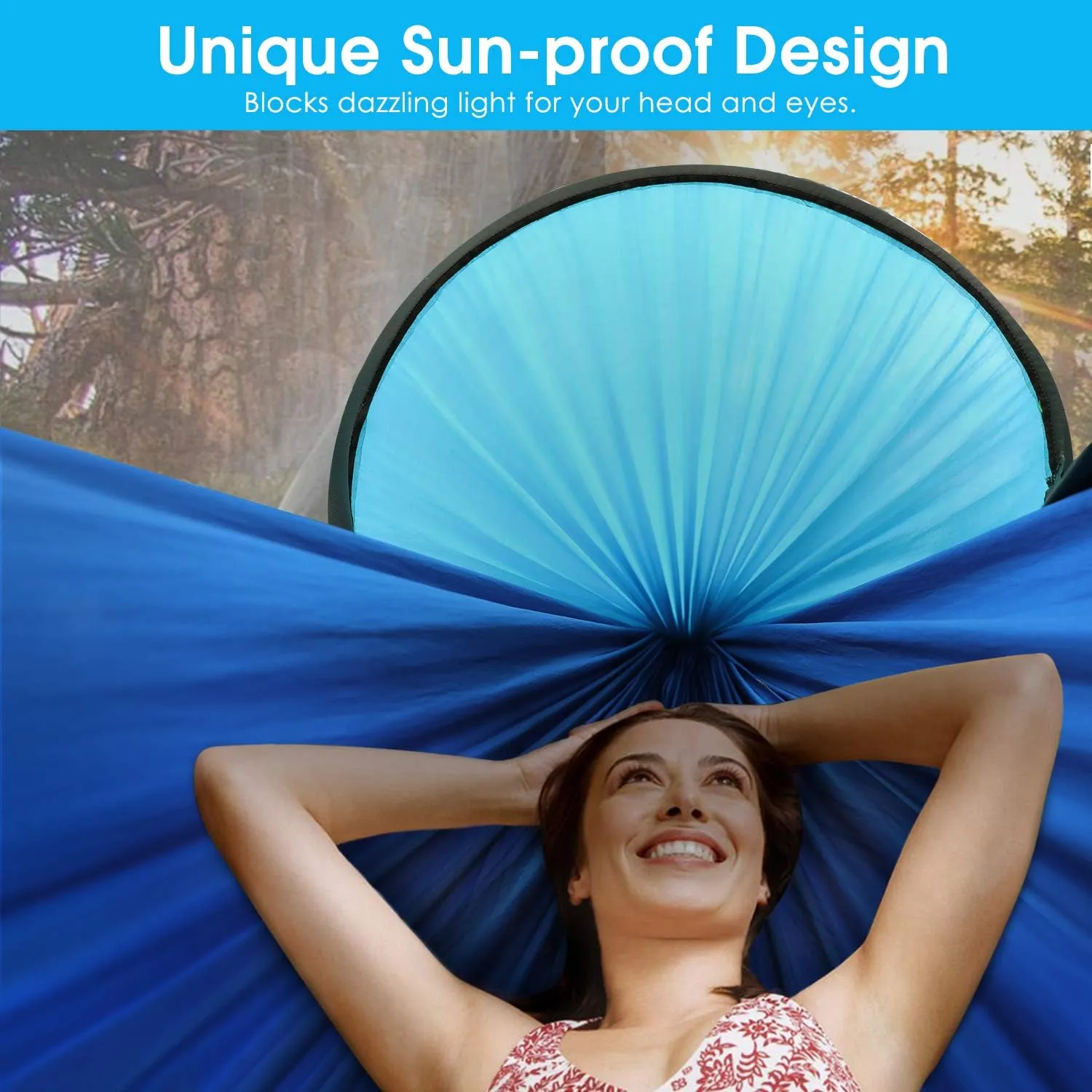 G4Free Large Camping Hammock with Mosquito Net 2 Person Pop-up Parachute Lightweight Hanging Hammocks Tree Straps Swing Bed for Outdoor Backpacking Backyard Hiking