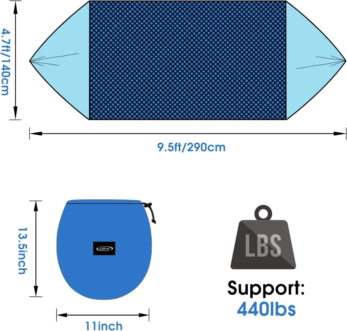 G4Free Large Camping Hammock with Mosquito Net 2 Person Pop-up Parachute Lightweight Hanging Hammocks Tree Straps Swing Bed for Outdoor Backpacking Backyard Hiking