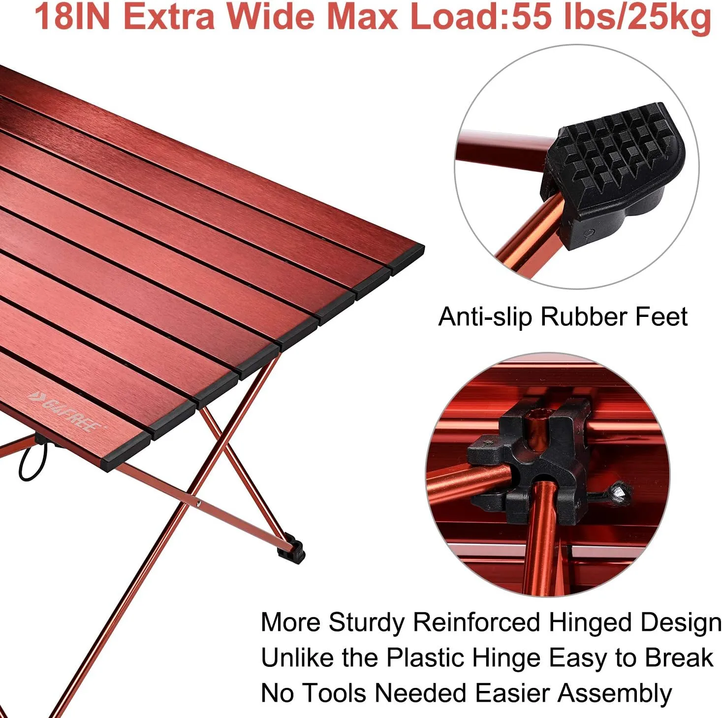 G4Free Portable Camping Table with Aluminum Table Top and Carrying Bag, Folding Ultralight Camp Table in a Bag for Picnic, Camp, Beach, Boat, Cooking, BBQ, Home Use, Easy to Clean