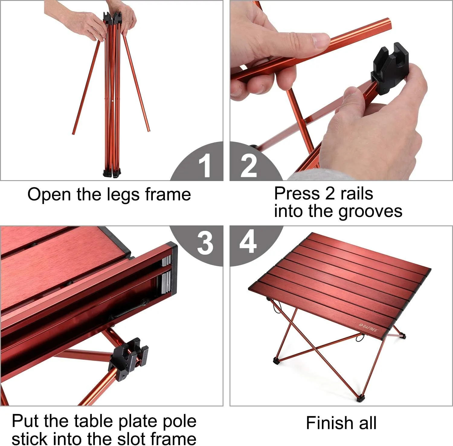 G4Free Portable Camping Table with Aluminum Table Top and Carrying Bag, Folding Ultralight Camp Table in a Bag for Picnic, Camp, Beach, Boat, Cooking, BBQ, Home Use, Easy to Clean