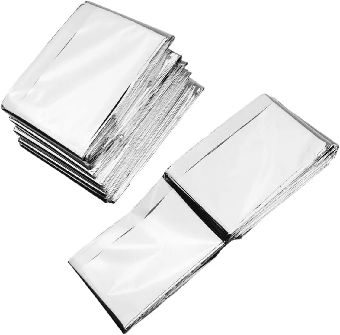 GANAZONO 10pcs Emergency Thermal Blankets Reflective Survival Blankets for Outdoor Use Lightweight for Camping Hunting and Emergency Situations Silver