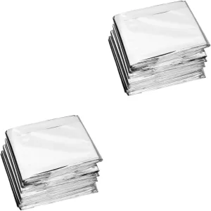 GANAZONO 10pcs Emergency Thermal Blankets Reflective Survival Blankets for Outdoor Use Lightweight for Camping Hunting and Emergency Situations Silver