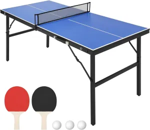 GAOMON Foldable and Portable Table Tennis Table, Indoor and Outdoor Ping Pong Table, Table Tennis Table with 2 Table Tennis Paddles and 3 Balls, 5 Minute Assembly, 60 x 26 x 27.5 Inch