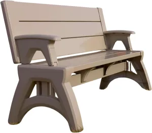 Gen 2 2-in-1 Outdoor Convertible Bench to Picnic Table | Space-Saving, Weather-Resistant Patio Furniture for Yard, Deck, Garden | Easy Assembly & Durable Design - Adobe