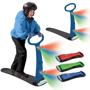 Geospace Winter Fun Foldable Snow Scooter, Ski Skate, Ski Skooter, Snow Sled, Kids Snowboard with 2 LED Light– Multi-Purpose Portable Sandboard, Snow Skate, and Kids/Teenager Sled for All Ages