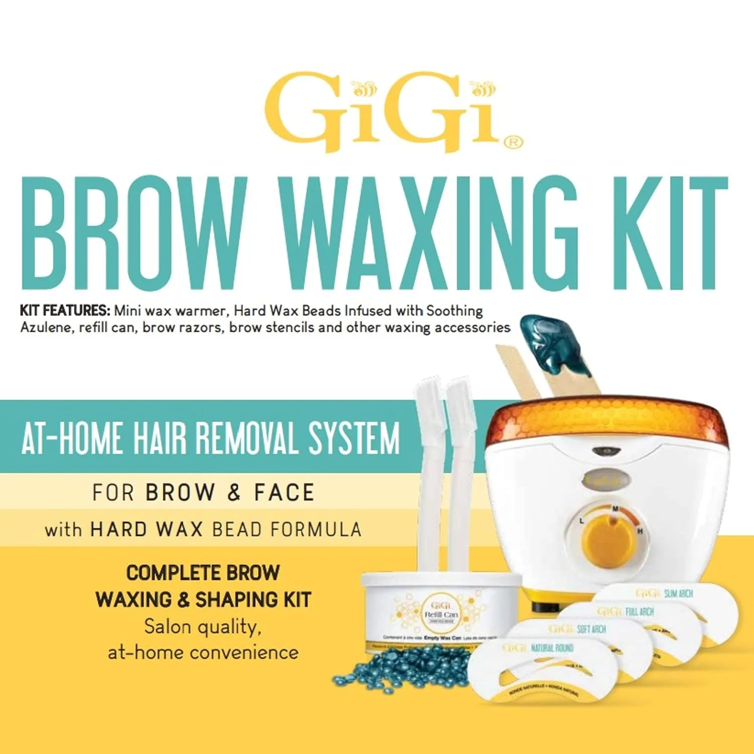 GiGi Mini Brow Waxing Kit, with Mini Honee Warmer 5 oz
