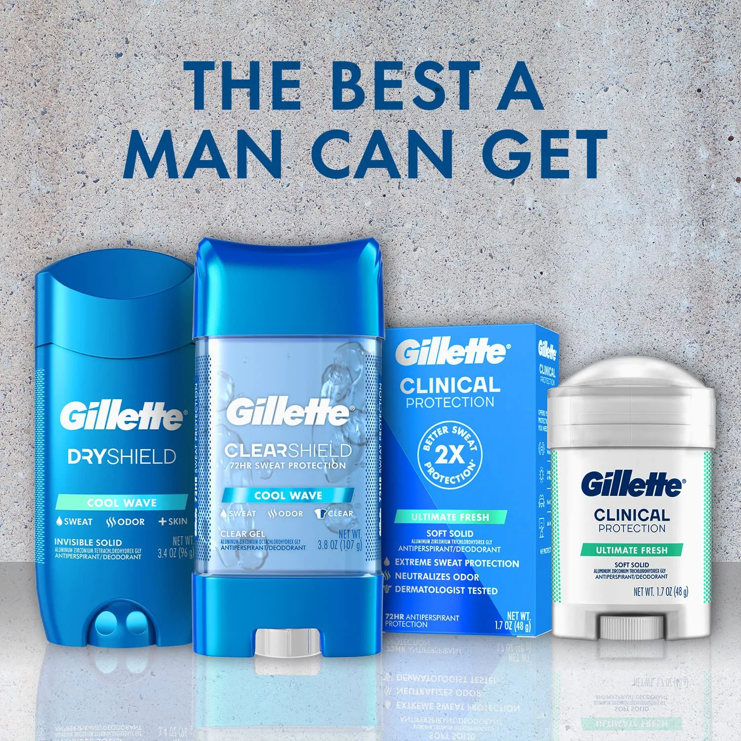 Gillette Aluminum Free Deodorant for Men, Dry Spray, Glacier Water, 4.3oz (Pack of 3)