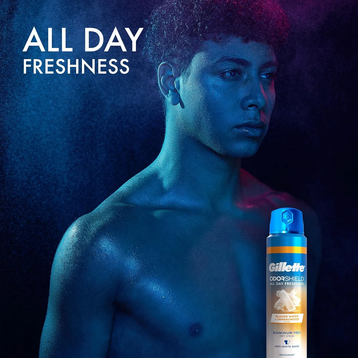 Gillette Aluminum Free Deodorant for Men, Dry Spray, Glacier Water, 4.3oz (Pack of 3)