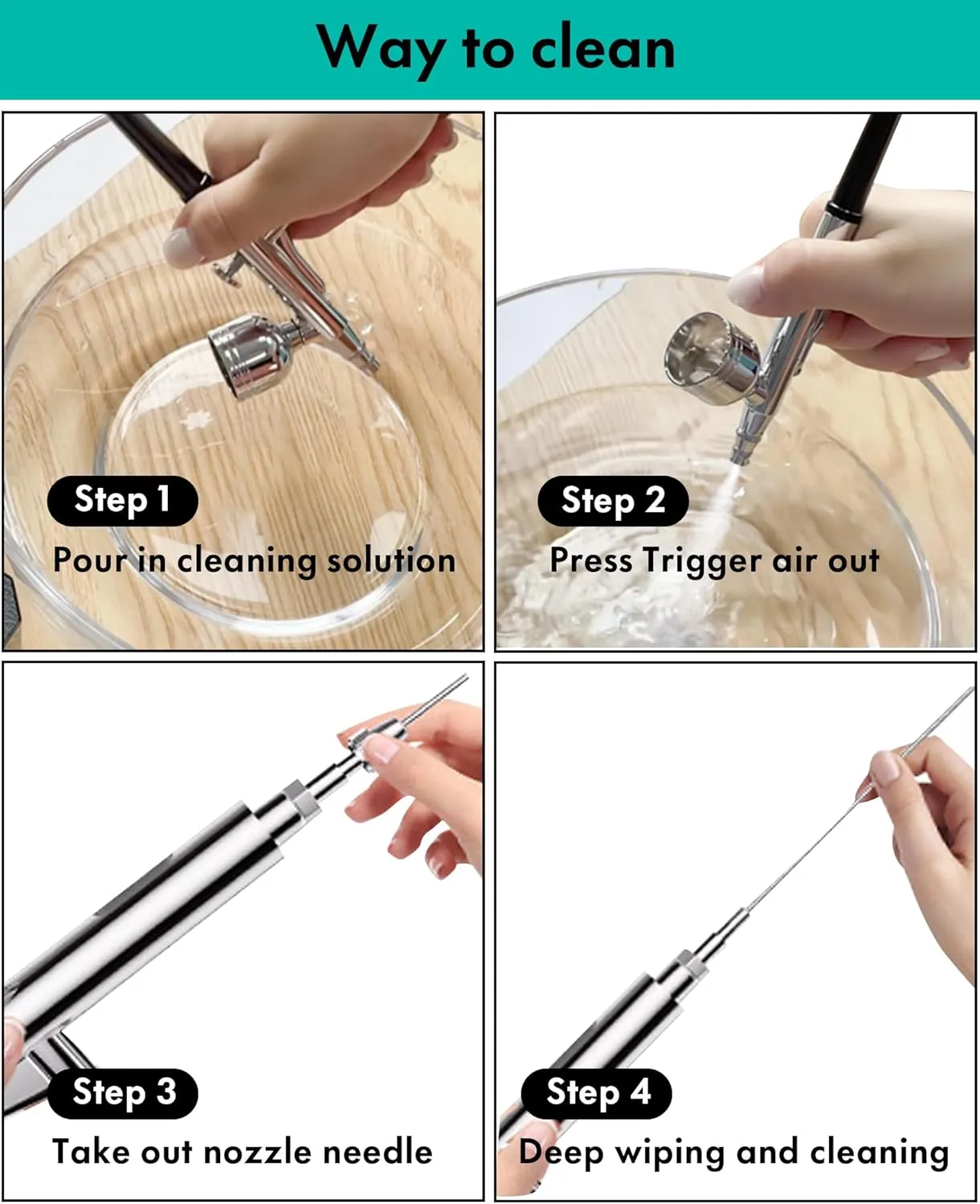 Gocheer Airbrush Kit with Air Compressor, 40 48 PSI High Pressure Air Brush Non-Clogging with 0.2/0.3/0.5mm Nozzle/Cleaning Sets, Ideal for Painting, Modeling, Cake Decor, Makeup (Black, 48 PSI)