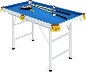 Goplus 48" Pool Table, Foldable Billiards Table with 2 Cue Sticks, 16 Balls, Triangle, 2 Chalks, Brush, Portable Compact Folding Pool Game Table for Kids Adults Family