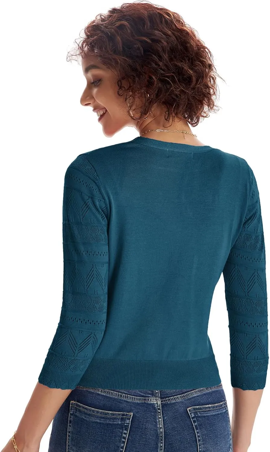 GRACE KARIN Women's Cardigans Shrugs for Dresses 3/4 Sleeve Cardigan V Neck Button Down Sweater Lightweight