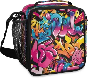 Graffiti Art Spray Artwork Lunch Box for Women, Reusable Insulated Lunch Bag, Lunchbox for Adult with Shoulder Strap, Lunch Tote Cooler Bags for Work Picnic Camping