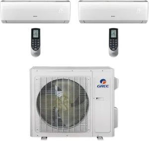 Gree 24,000 BTU Multi21  Dual-Zone Wall Mount Mini Split Air Conditioner Heat Pump 208/230V SEER 21 (9-9)