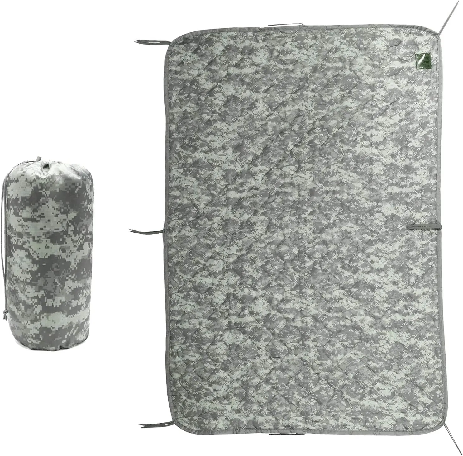 Greencity Tactical Military Woobie Blanket Poncho Liner Camping Thermal Insulated Drawstring Carry Bag Waterproof Outdoor Activities Hiking Traving