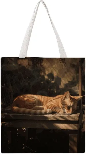 Grocery Bags Orange Cat Sleeping Bag for Women Lightweight Beach Bag Shoulder Bags for Travel Shopping Work Handbag