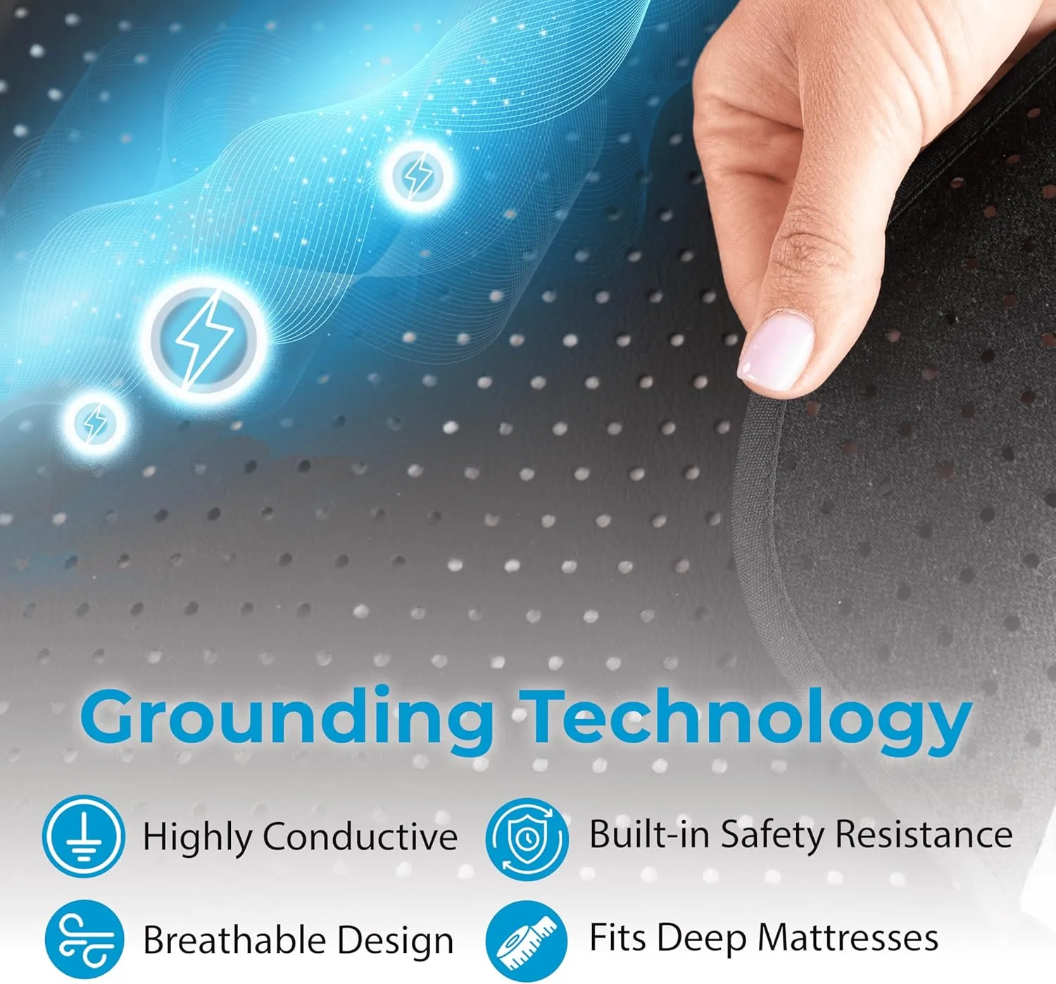 Grounding Mat for Bed - Single Size (27x54in), Full Body Grounding Mattress Pad for Pain Relief and Better Sleep, Regain Health and Wellness with Complete Earthing Kit, Includes Outlet Tester