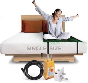 Grounding Mat for Bed - Single Size (27x54in), Full Body Grounding Mattress Pad for Pain Relief and Better Sleep, Regain Health and Wellness with Complete Earthing Kit, Includes Outlet Tester