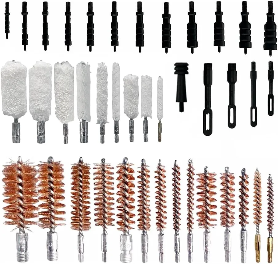 Gun Cleaning Kit Brush 12 20 410 .223/5.56 .22, .30, .243, .280, .40, .45, .357/9mm/.38 Gauge Compact Portable Case with Bronze Brush, Spring Brush