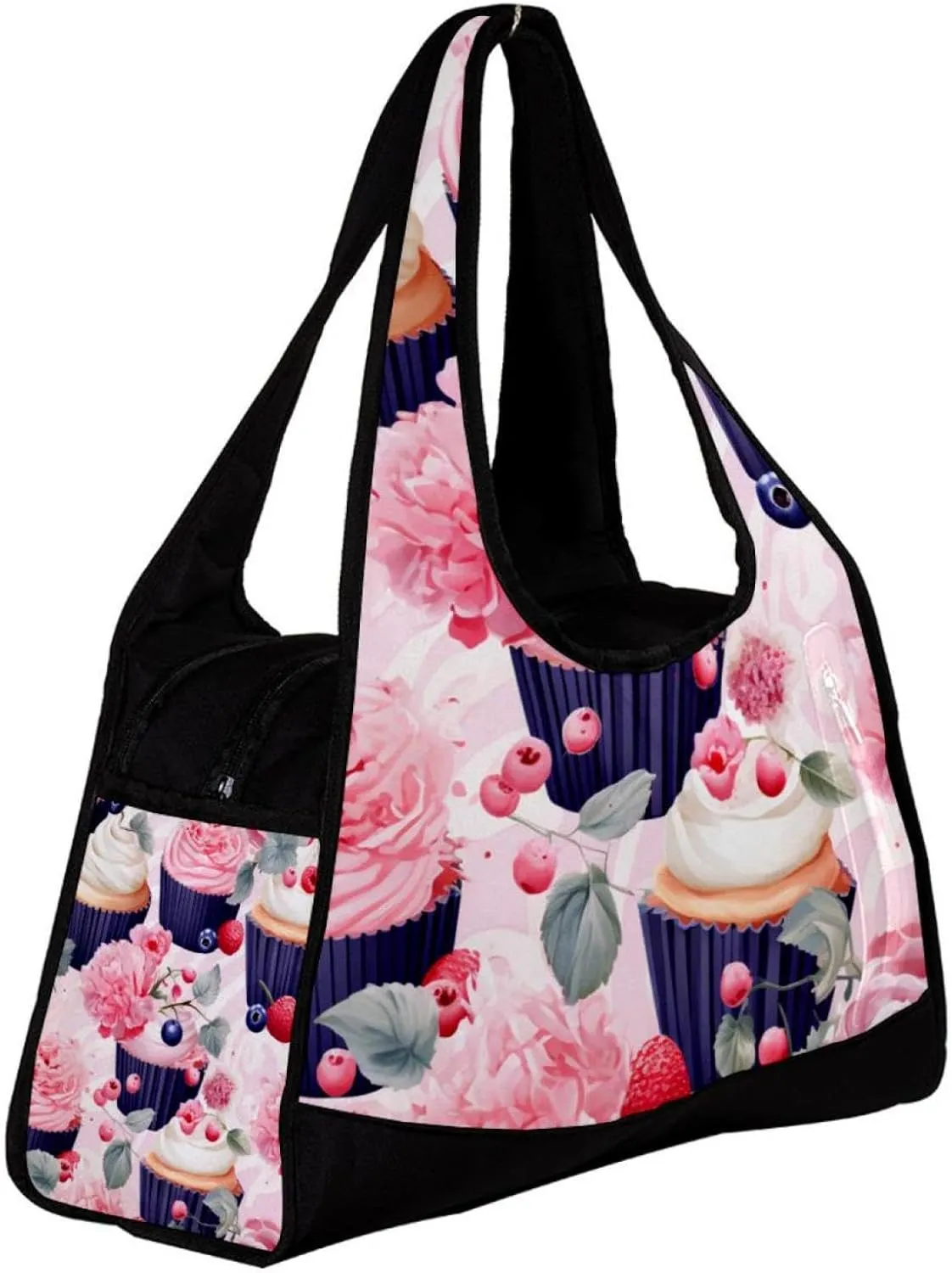 Gym Bag for Women,Small Gym Bag for Men,Cupcake Pink Floral Stripe,Overnight Bag