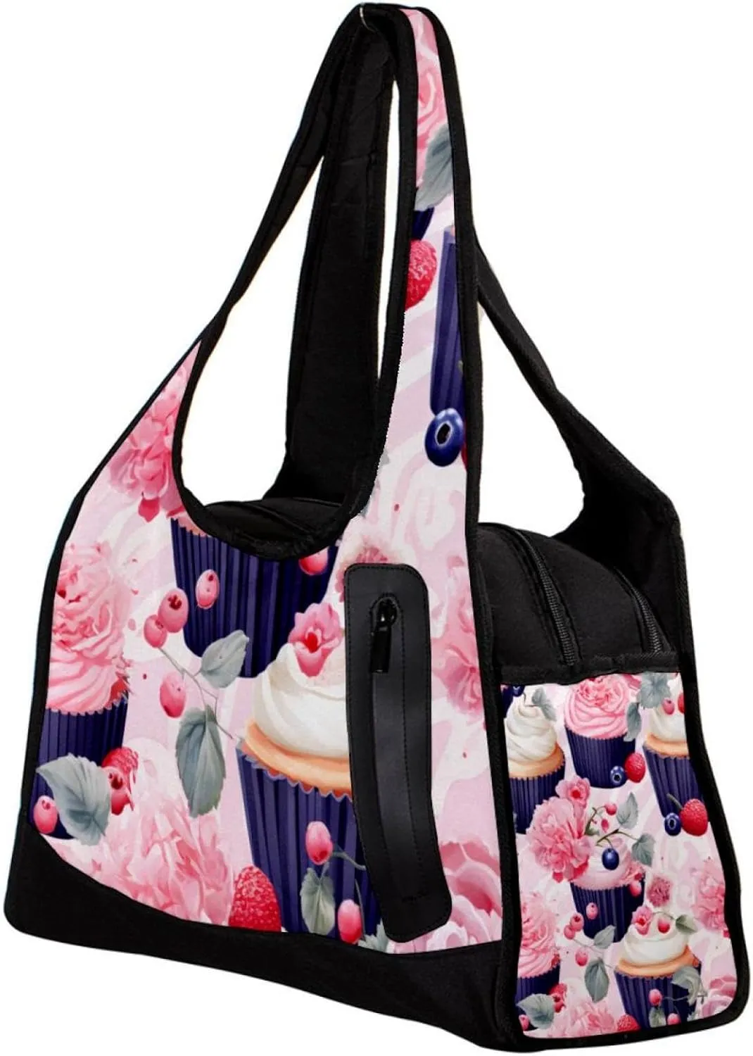 Gym Bag for Women,Small Gym Bag for Men,Cupcake Pink Floral Stripe,Overnight Bag