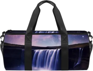 Gym Bag for Women,Small Gym Bag for Men,Univers Galaxy Waterfall River,Overnight Bag
