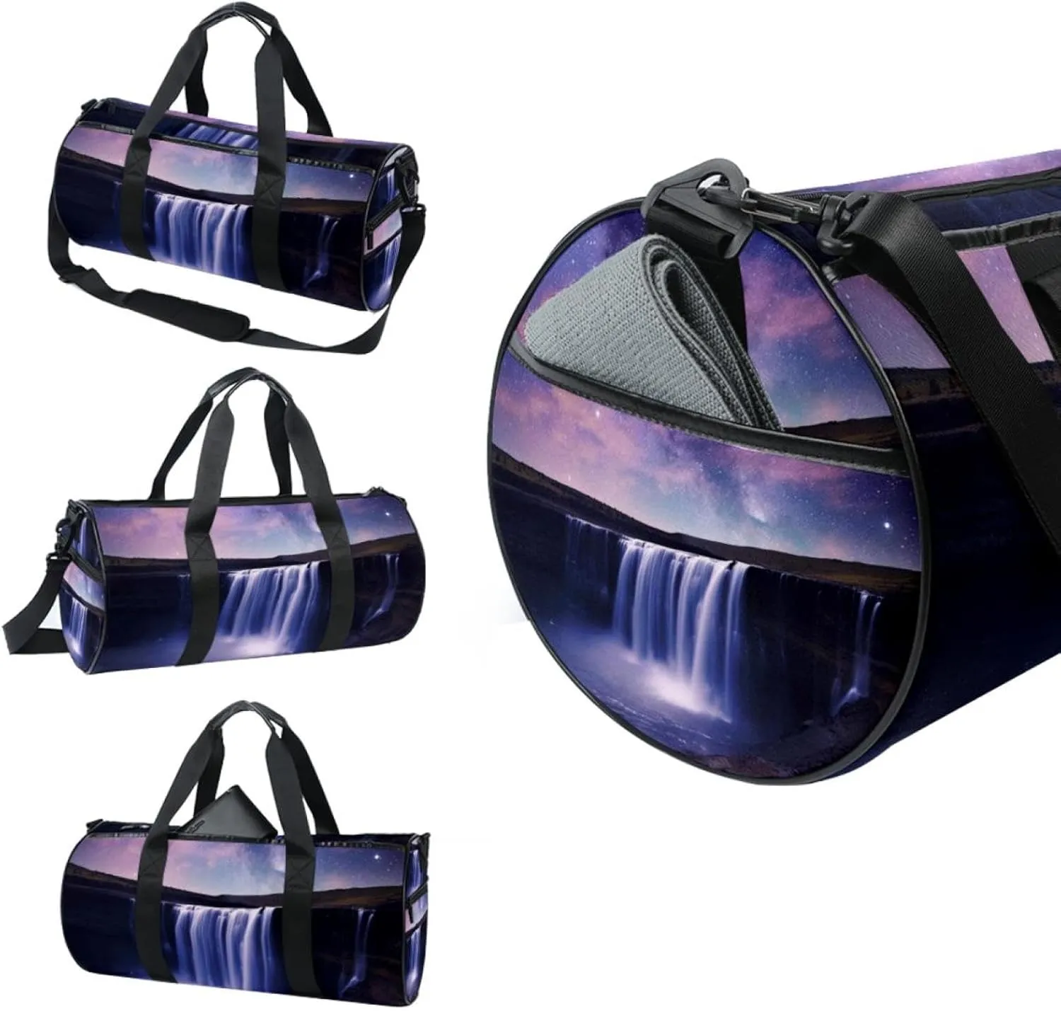 Gym Bag for Women,Small Gym Bag for Men,Univers Galaxy Waterfall River,Overnight Bag