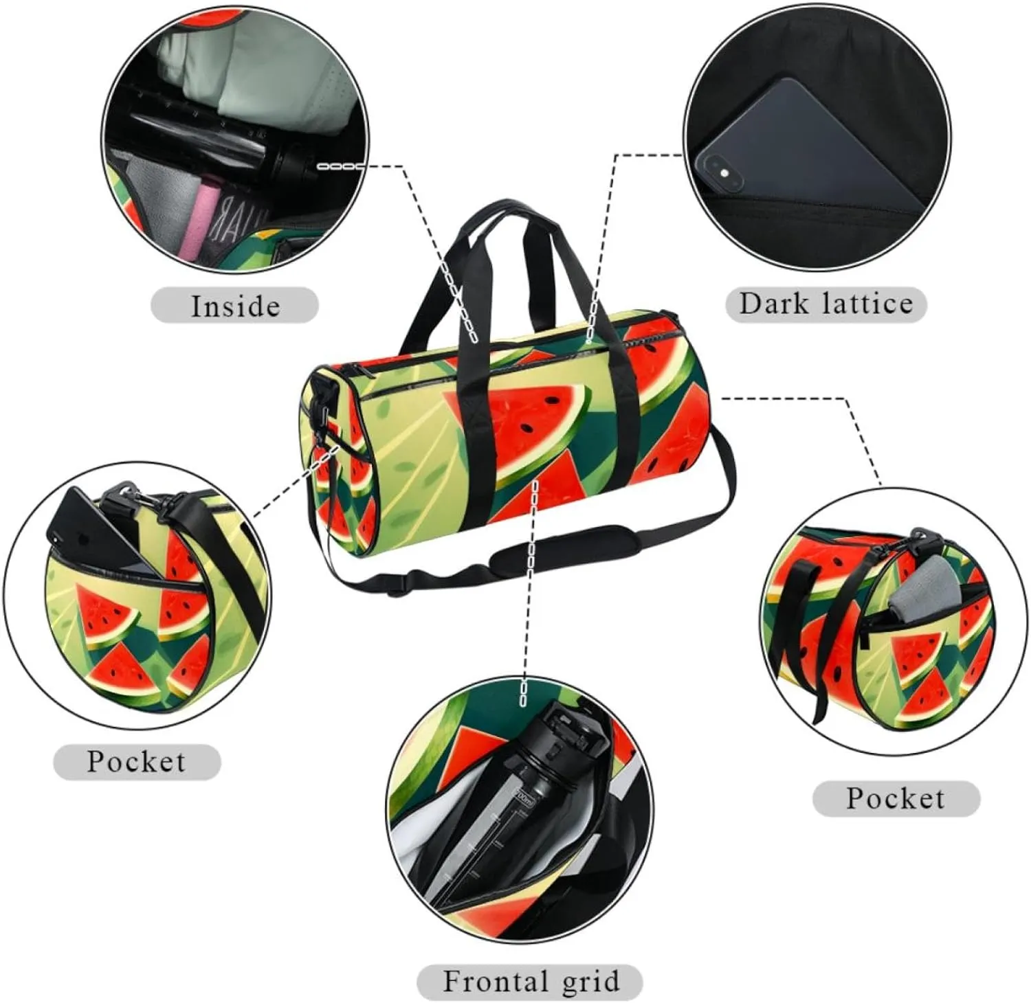 Gym Bag for Women,Small Gym Bag for Men,Watermelon Green,Overnight Bag