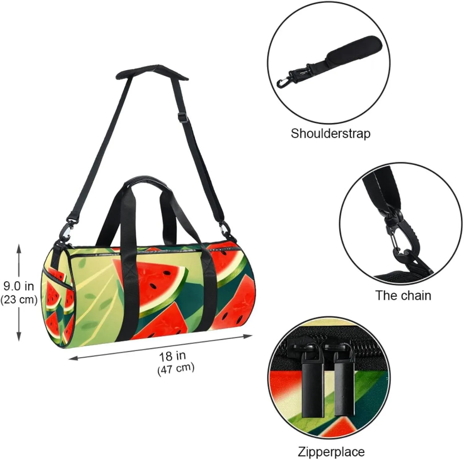 Gym Bag for Women,Small Gym Bag for Men,Watermelon Green,Overnight Bag