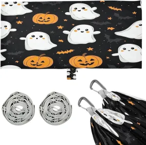 Halloween Pumpkin Cute Ghost Camping Hammock, 330 lbs with 2 Tree Straps, Carry Bag, Single Portable Hammock for Outdoor/Indoor, Hiking, Beach, Backpacking, Travel