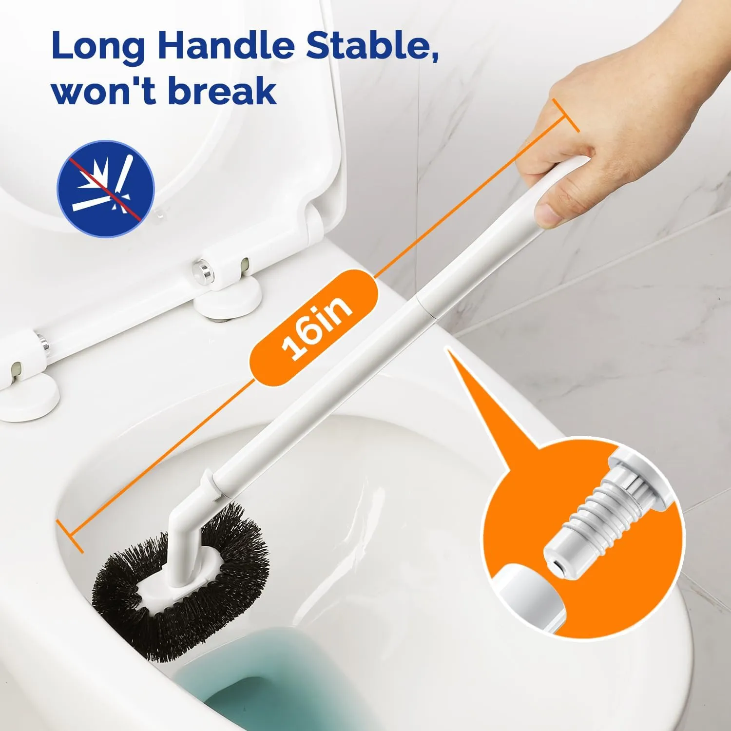 HAMITOR Toilet Plunger and Bowl Brush Set: 2 in 1 Heavy Duty Plunger with Holder Combo for Bathroom Cleaning-White