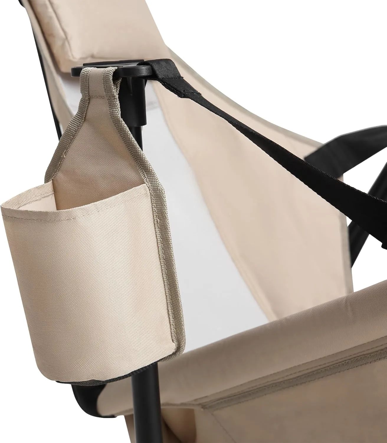 Hammock Camping Swinging Chair, Portable Folding Rocking Seat with Adjustable Back, Cup Holder and Carry Bag, Heavy Duty Capacity for Outdoor, Lawn, Backyard, Travel, Khaki