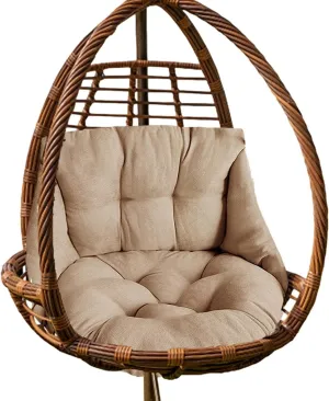 Hammock Chair, Hanging Basket Seat, Washable Wicker Outdoor Swing Cushions, Waterproof & Sun-Resistant, Light Coffee