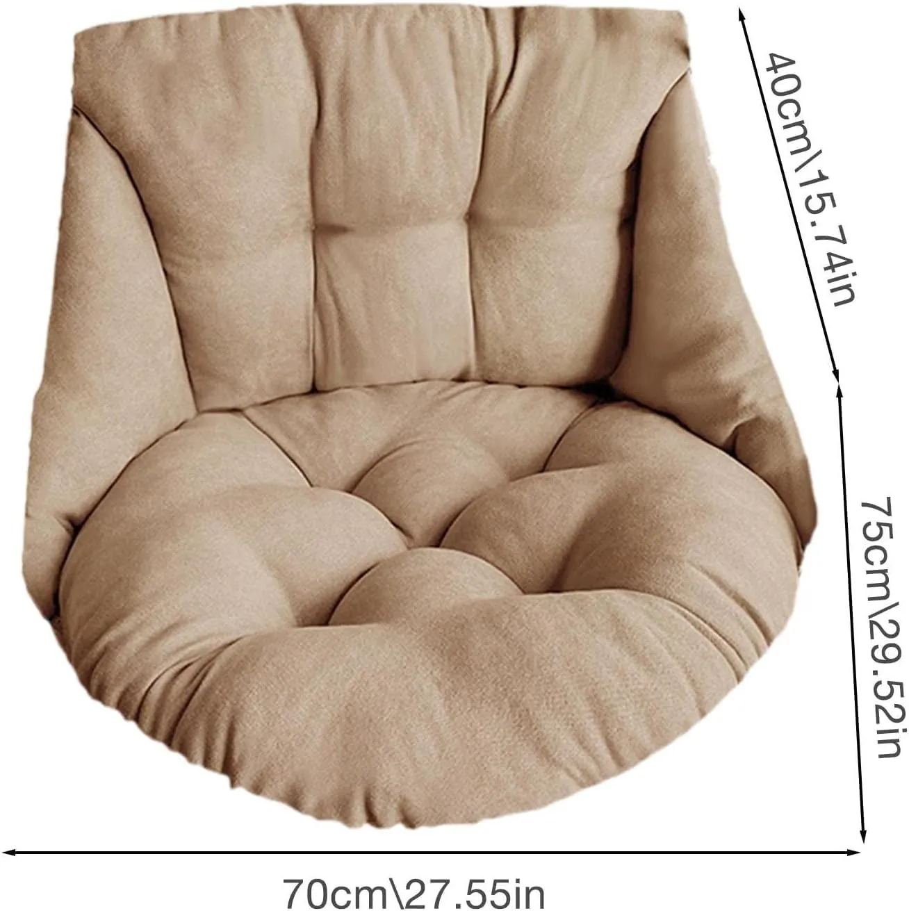 Hammock Chair, Hanging Basket Seat, Washable Wicker Outdoor Swing Cushions, Waterproof & Sun-Resistant, Light Coffee
