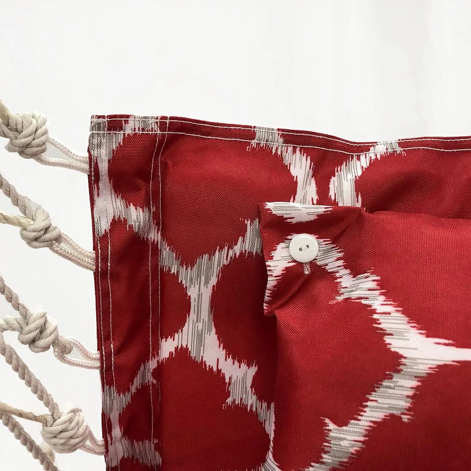 Hammock Chair Hanging Rope Swing, *12 Patterns, Quality Comfortable and Breathable Fabric - Indoor/Outdoor - Red Geometric Pattern