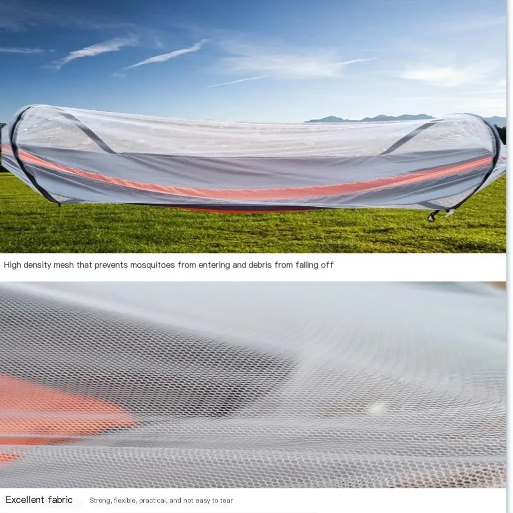 Hammock Double Automatic Mosquito Net, Anti-Rollover Hammock, Parachute, Bunis Spinning Camping Leisure Double Hanging Chair Hammock Outdoor(Red)