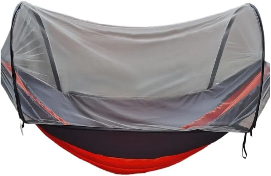 Hammock Double Automatic Mosquito Net, Anti-Rollover Hammock, Parachute, Bunis Spinning Camping Leisure Double Hanging Chair Hammock Outdoor(Red)