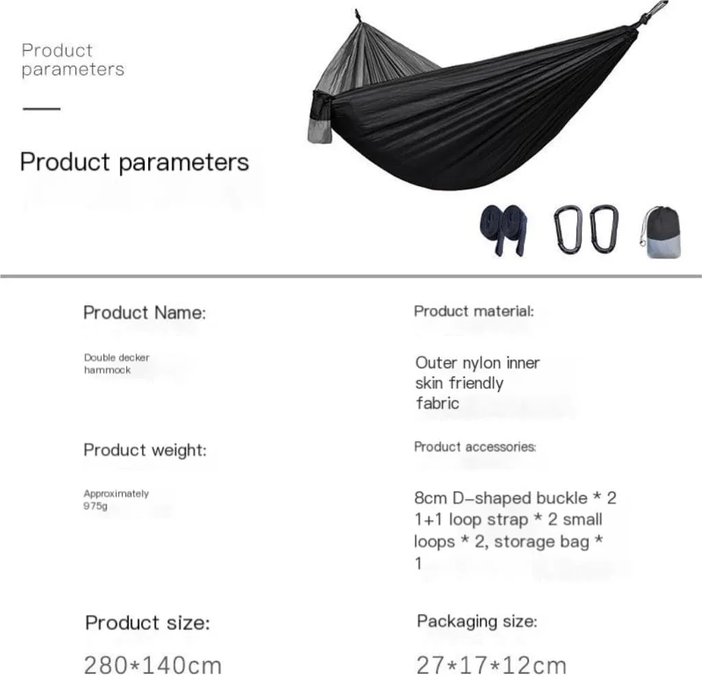 Hammock Double Canopy Mosquito Net Hammock Set Tent Parachute Cloth Camping Automatic Anti-Mosquito Mosquito Net Hammock Hammock Outdoor(B)