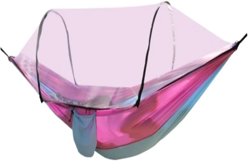 Hammock Double Fully Automatic Quick-Opening Mosquito Net Hammock Outdoor Single Double Camping Mosquito Net Hammock Hammock Outdoor(Pink)