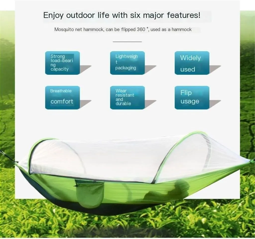 Hammock Double Fully Automatic Quick-Opening Mosquito Net Hammock Outdoor Single Double Camping Mosquito Net Hammock Hammock Outdoor(Pink)